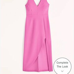 Abercrombie & Fitch Pink Sheath Midi Dress V-Neck Sleeveless